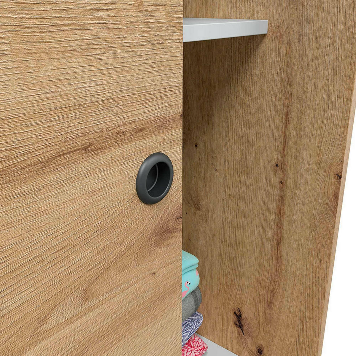 KLEIDERSCHRANK 2 TÜREN Knoteneiche 50/120/200 cm - Braun, Holzwerkstoff (120/200/50cm) - DMORA