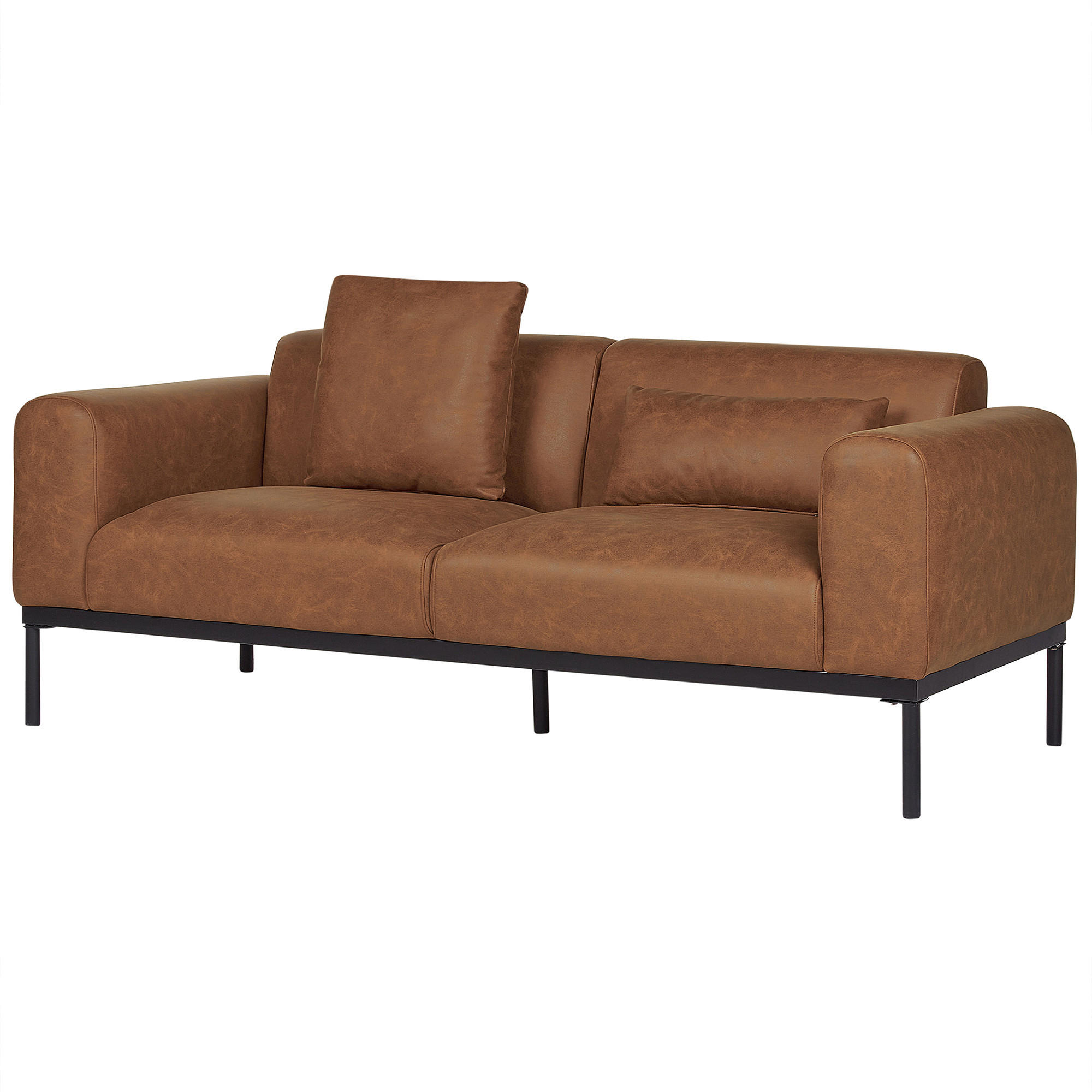 2-SITZER-SOFA Kunstleder braun Malmos - Schwarz/Braun, Textil (196/78/85cm) - Beliani