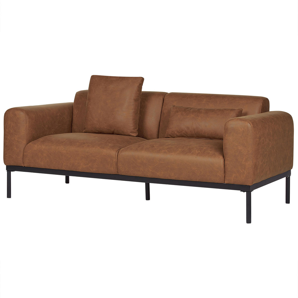 2-SITZER-SOFA Kunstleder braun Malmos - Schwarz/Braun, Textil (196/78/85cm) - Beliani