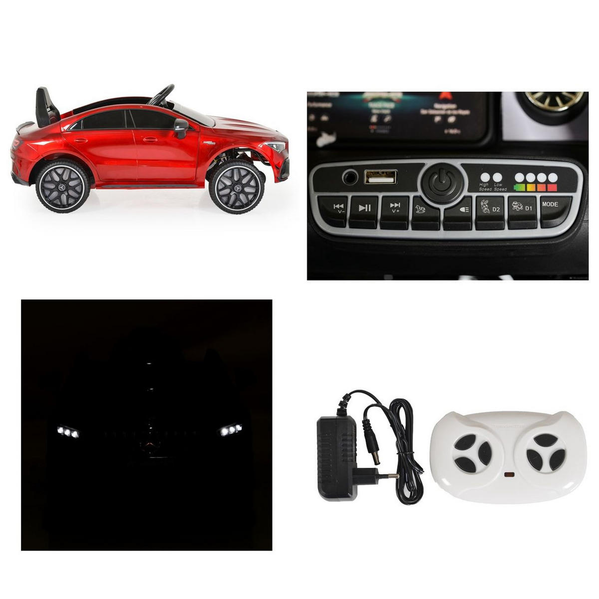 ELEKTROAUTO Mercedes-AMG CLA 45 rot 45 Bluetooth Fernbedienung vier Motoren - Rot, Kunststoff (110/52/45cm) - Moni