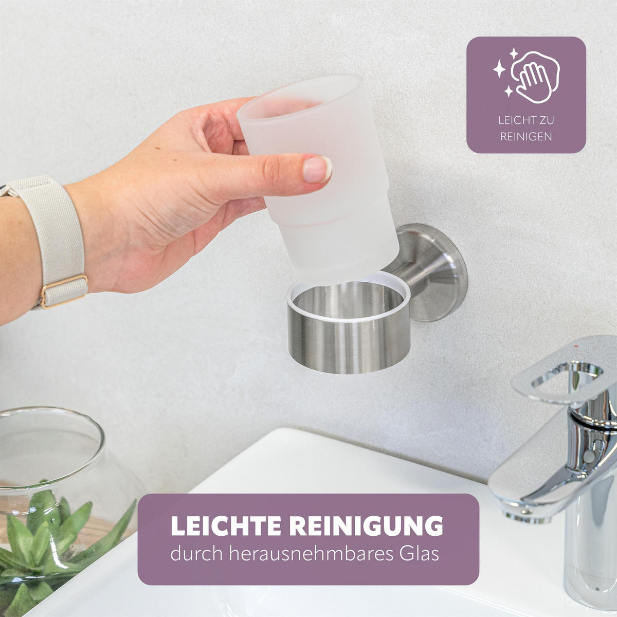 GLASBECHERHALTER PIAZZA, Edelstahl, matt - Edelstahlfarben, Metall (6.5/9.5/11cm) - bremermann