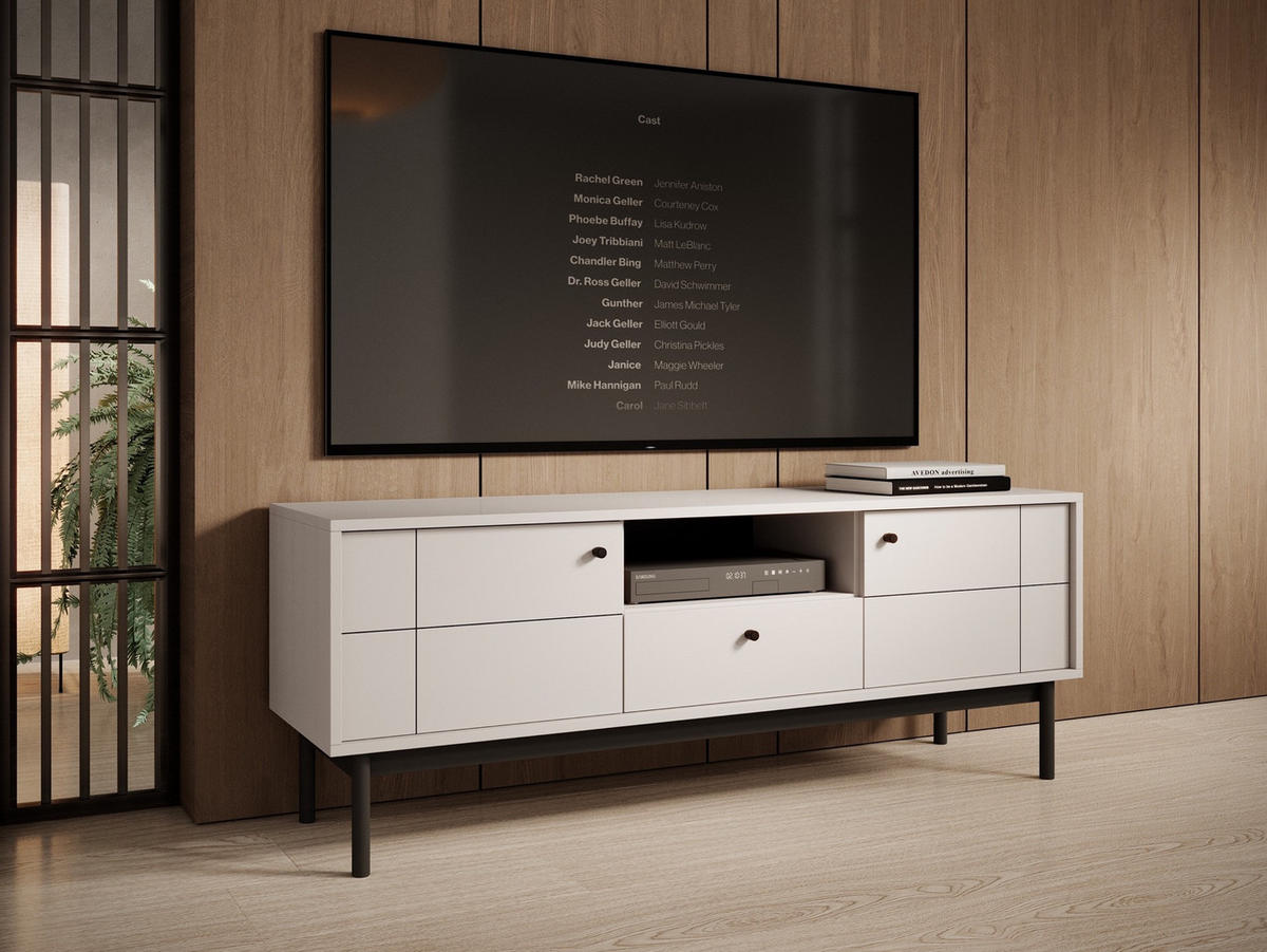 TV-LOWBOARD Japandies Greige 153 cm - Taupe/Schwarz, Holz/Holzwerkstoff (153.5/56.6/39cm) - Selsey