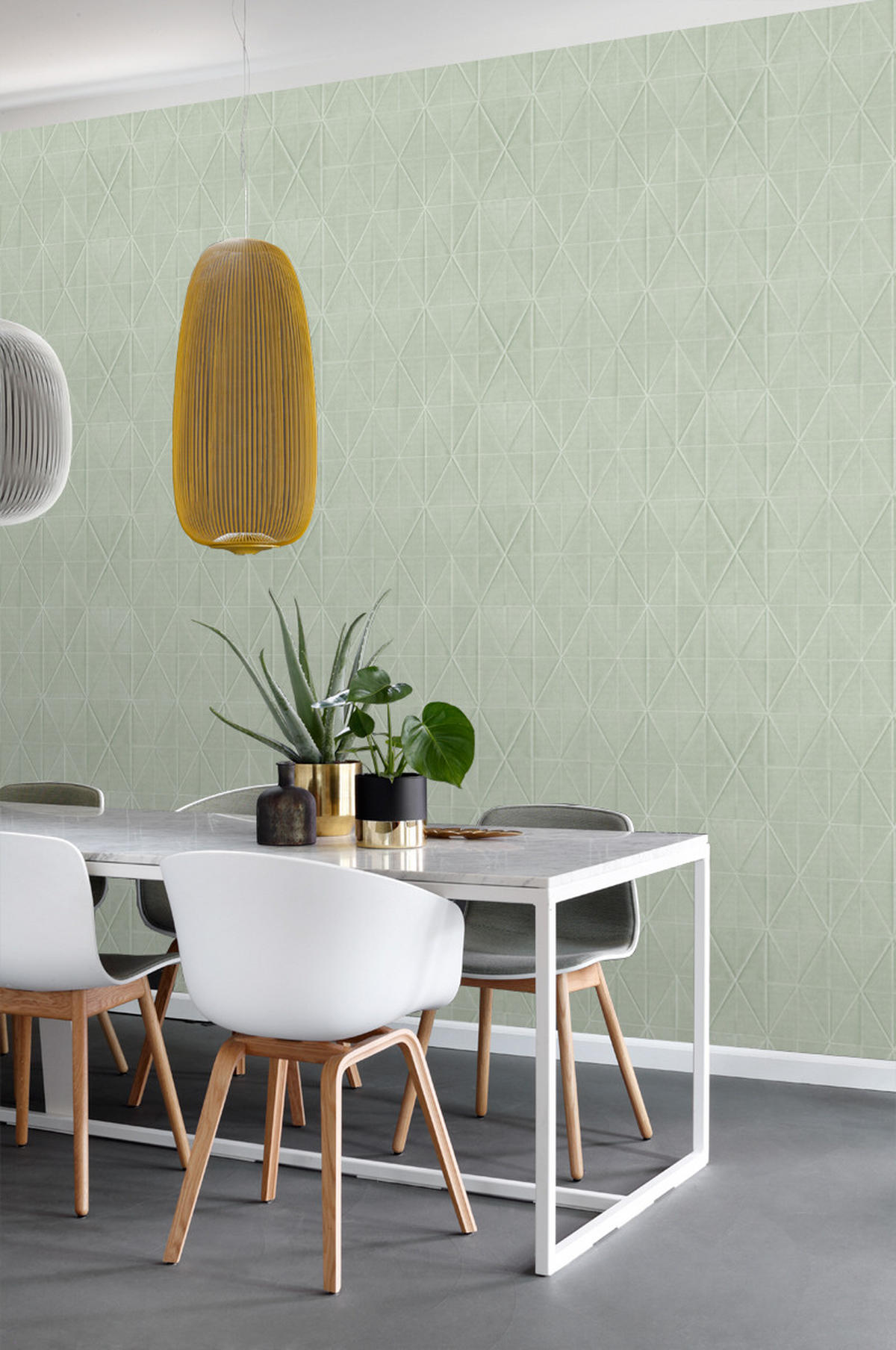 TAPETE Origami-Muster 53 cm x 10.05 m - Grün, Papier (53/1000cm) - ESTAhome