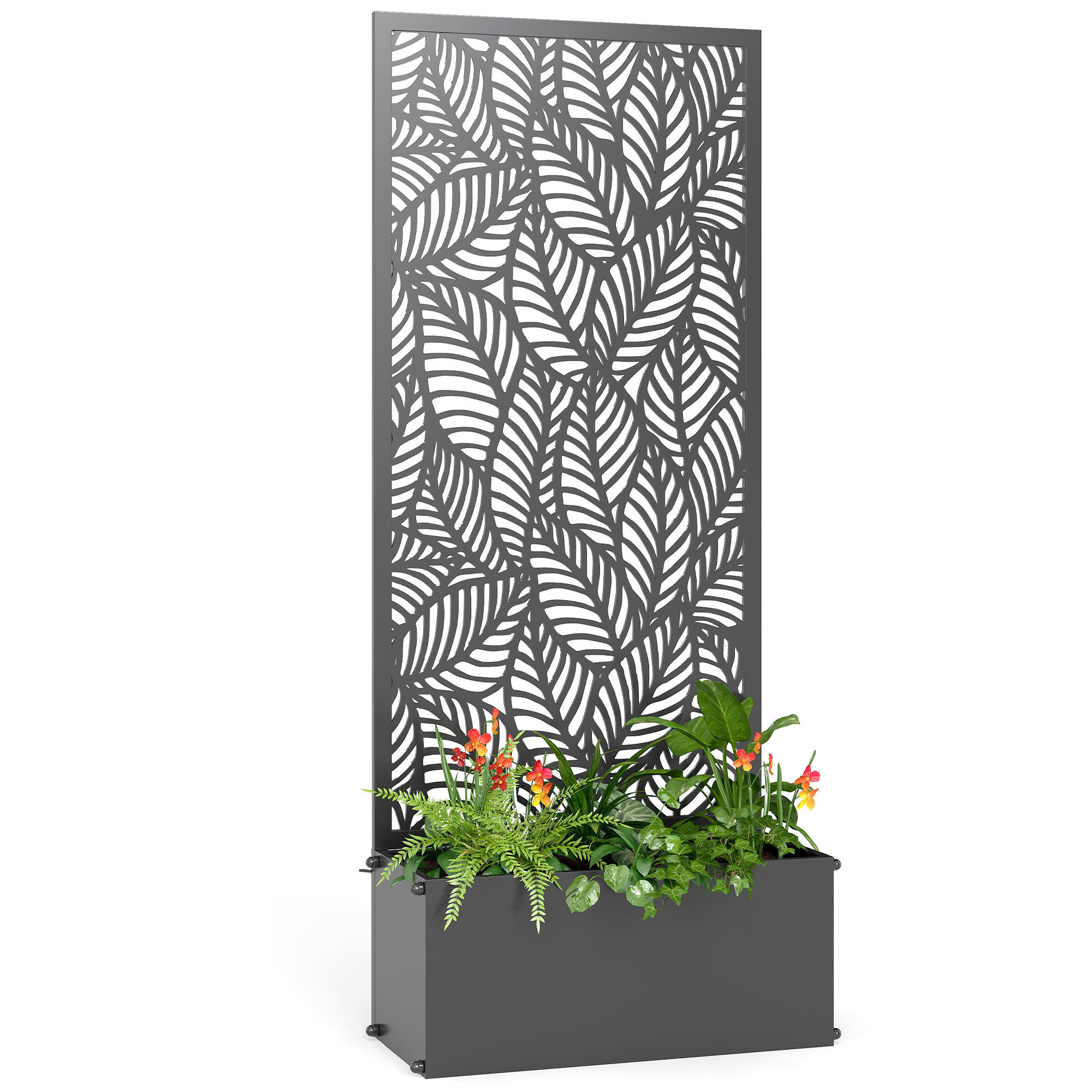 HOCHBEET DE-12320 mit Rankgitter 2-in-1, 45/21,5/110 cm Schwarz - Schwarz, Metall (45/110/21.5cm) - ComfortXL