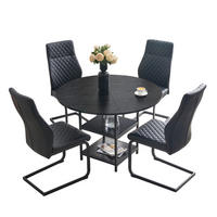 ESSGRUPPE DE-39424 5-teilig, mit doppelter Ablage und 4 Stühlen Schwarz - Schwarz, Metall (107/75/107cm) - ComfortXL