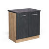 SPÜLENUNTERSCHRANK KÜCHENSCHRANK R-Line Schwarz Beton 80 cm AP Anthrazit - Honigeiche/Eiche Wotan, Holzwerkstoff (80/81.6/60cm) - Vicco