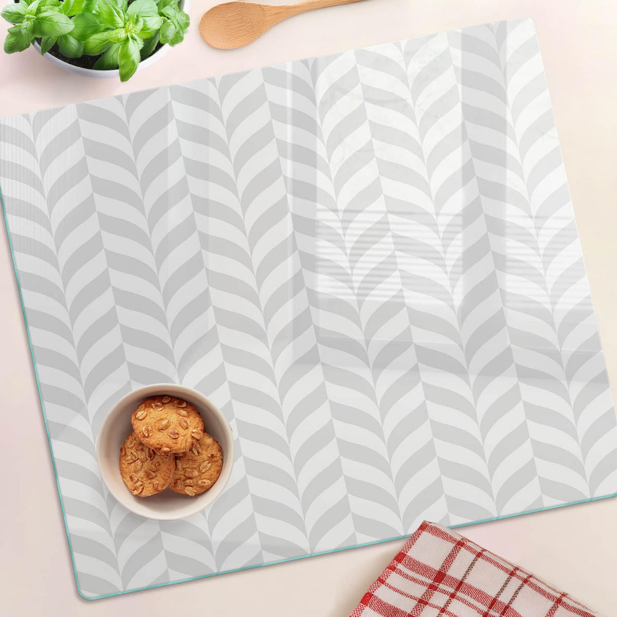 GLASPLATTE 60x52 cm Geometrische Figuren - Grau, Glas (60/0.4/52cm) - TULUP