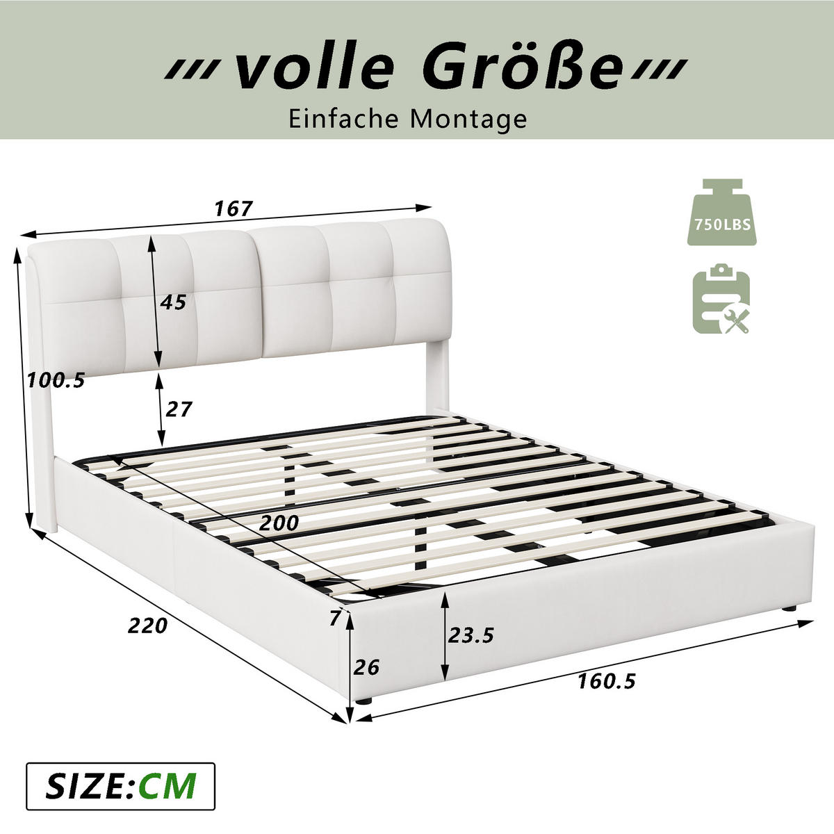 POLSTERBETT 160x200 cm, Beige, LED-Beleuchtung - Beige, Textil/Metall (160/200cm)