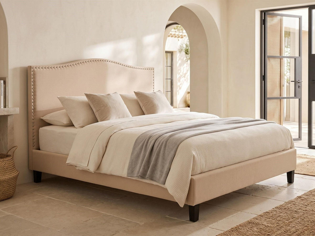 POLSTERBETT 180/200 cm Beige Montpellier - Beige, Textil (180/200cm) - Beliani
