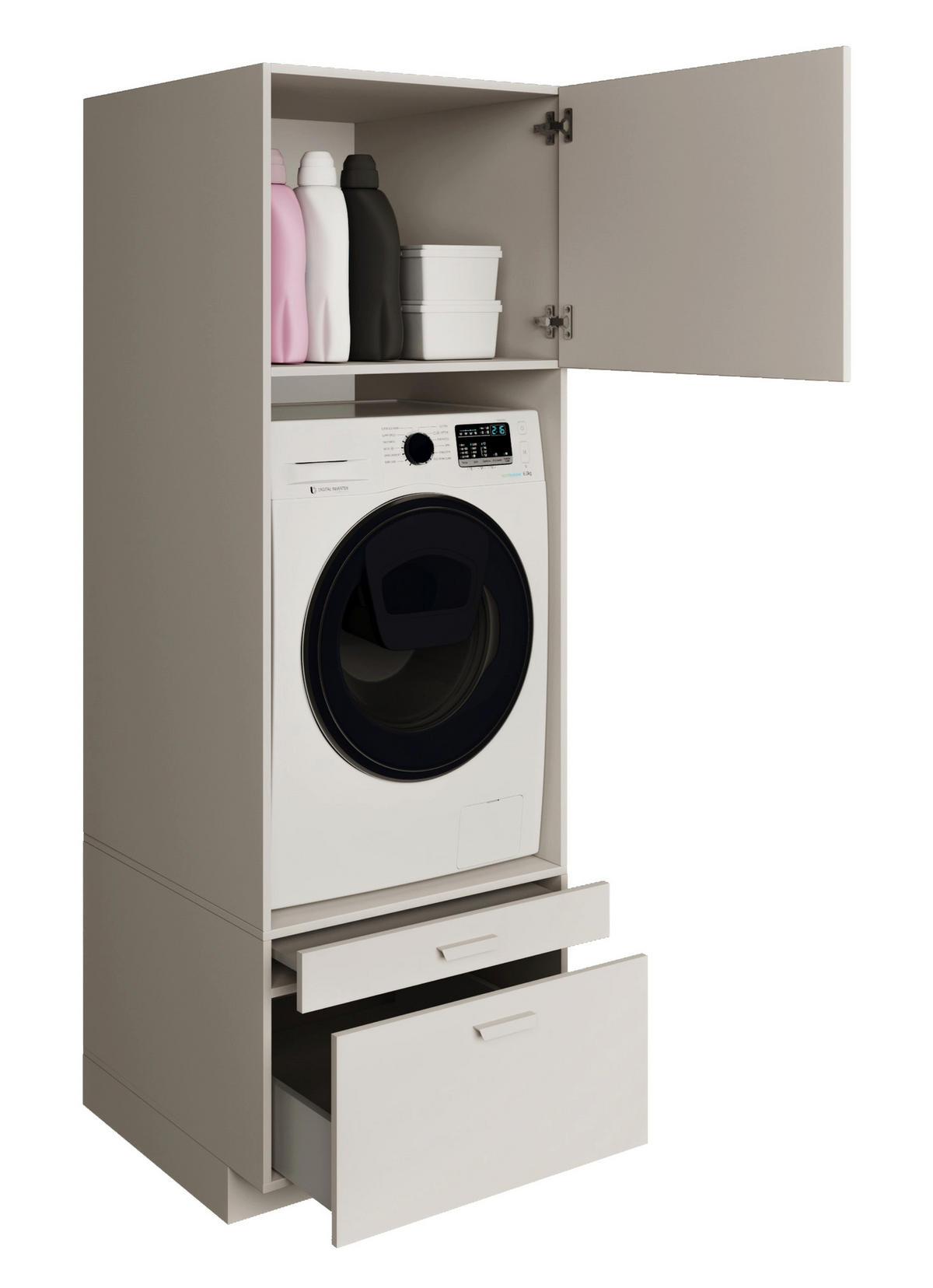 WASCHMASCHINENSCHRANK Holv Kaschmirgrau 68 cm - Taupe, Holzwerkstoff/Metall (67.5/200/66cm) - Selsey