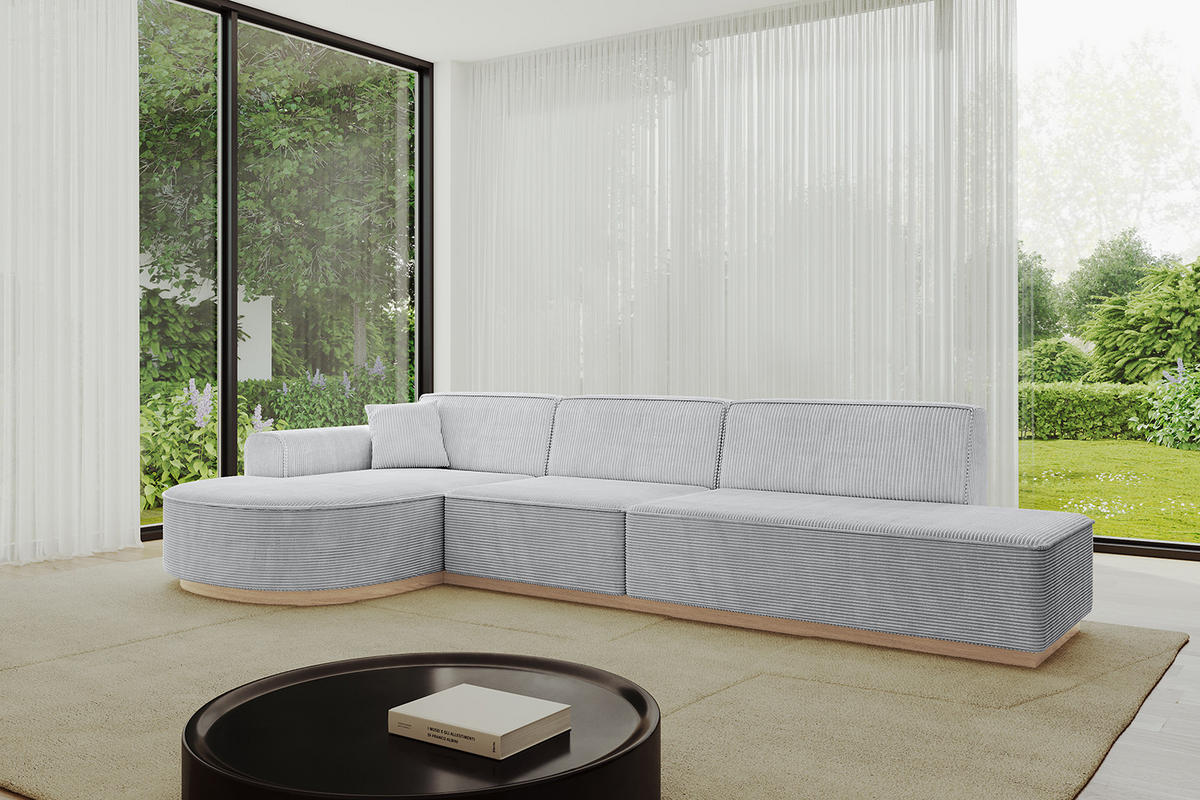 ECKSOFA Ottomane Links ARRIO-L2 - 328x171x83 cm Grau - Grau, Holzwerkstoff/Textil (328/171cm) - ALTDECOR