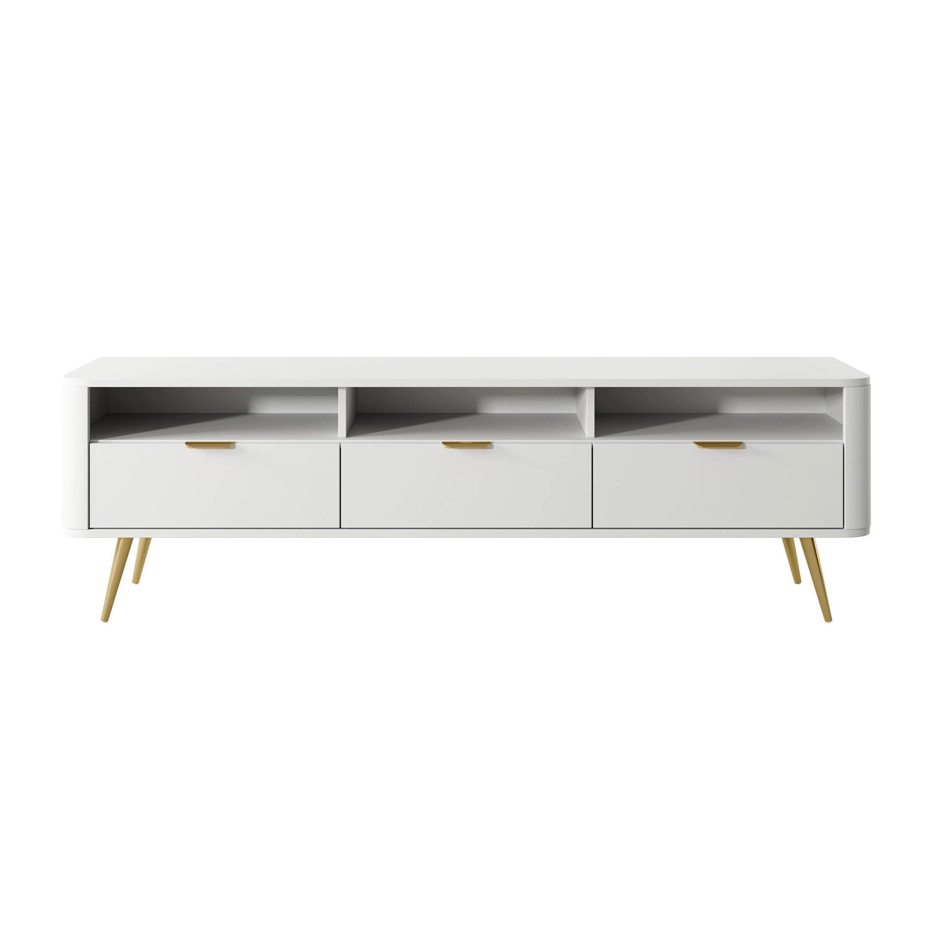 TV stolík Oval biely 162/49/38 cm - biela/zlatá, kov/kompozitné drevo (161.6/49.2/38cm) - Selsey