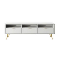 TV stolek Oval bílý 162/49/38 cm - bílá/zlatá, kov/kompozitní dřevo (161.6/49.2/38cm) - Selsey