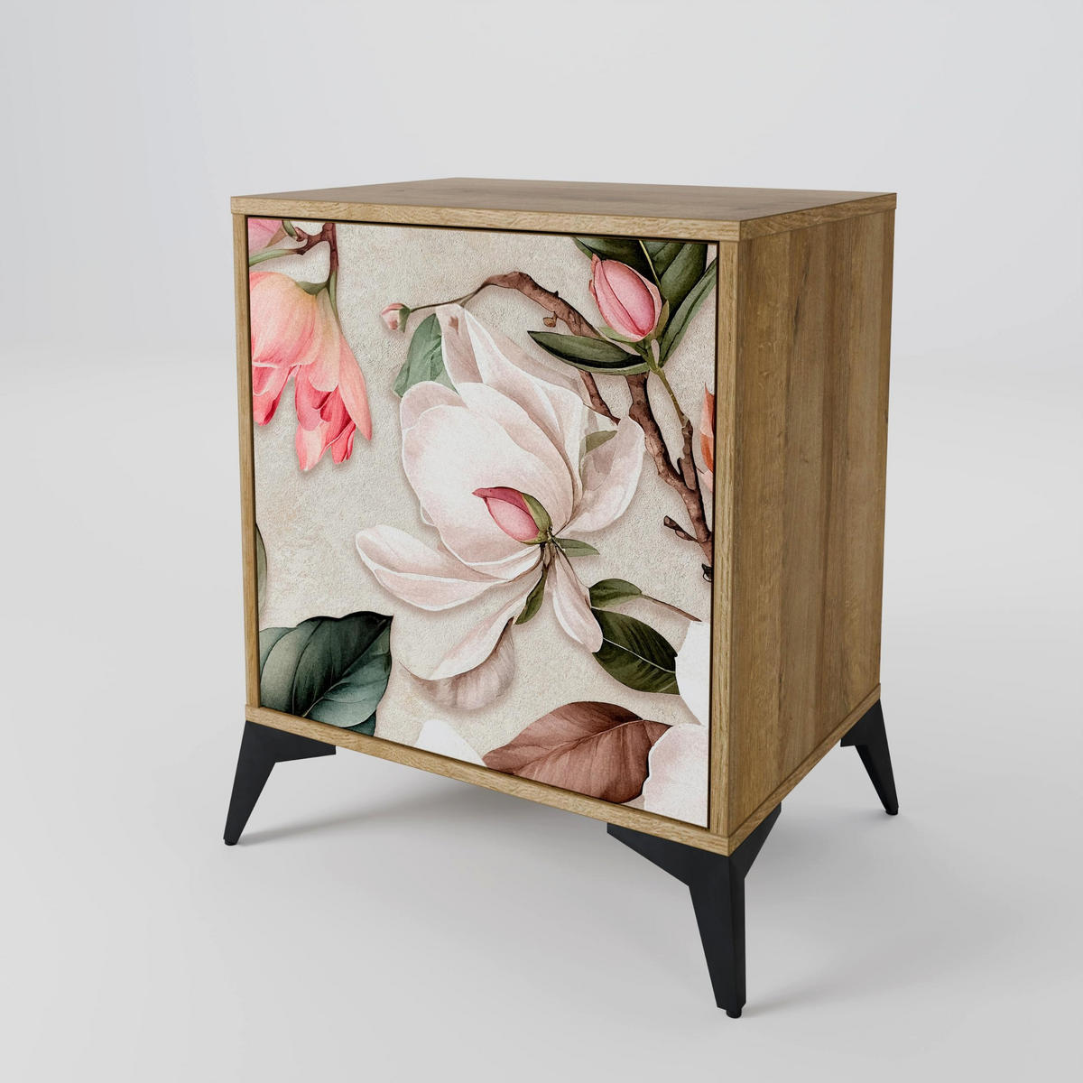 SIDEBOARD FLORAL GRACE, Eichefarben, 57,5x42x57,5 cm, Ohne Füße - Eichefarben/Multicolor, Holzwerkstoff (57.5/57.5/42cm) - SpaceRebels