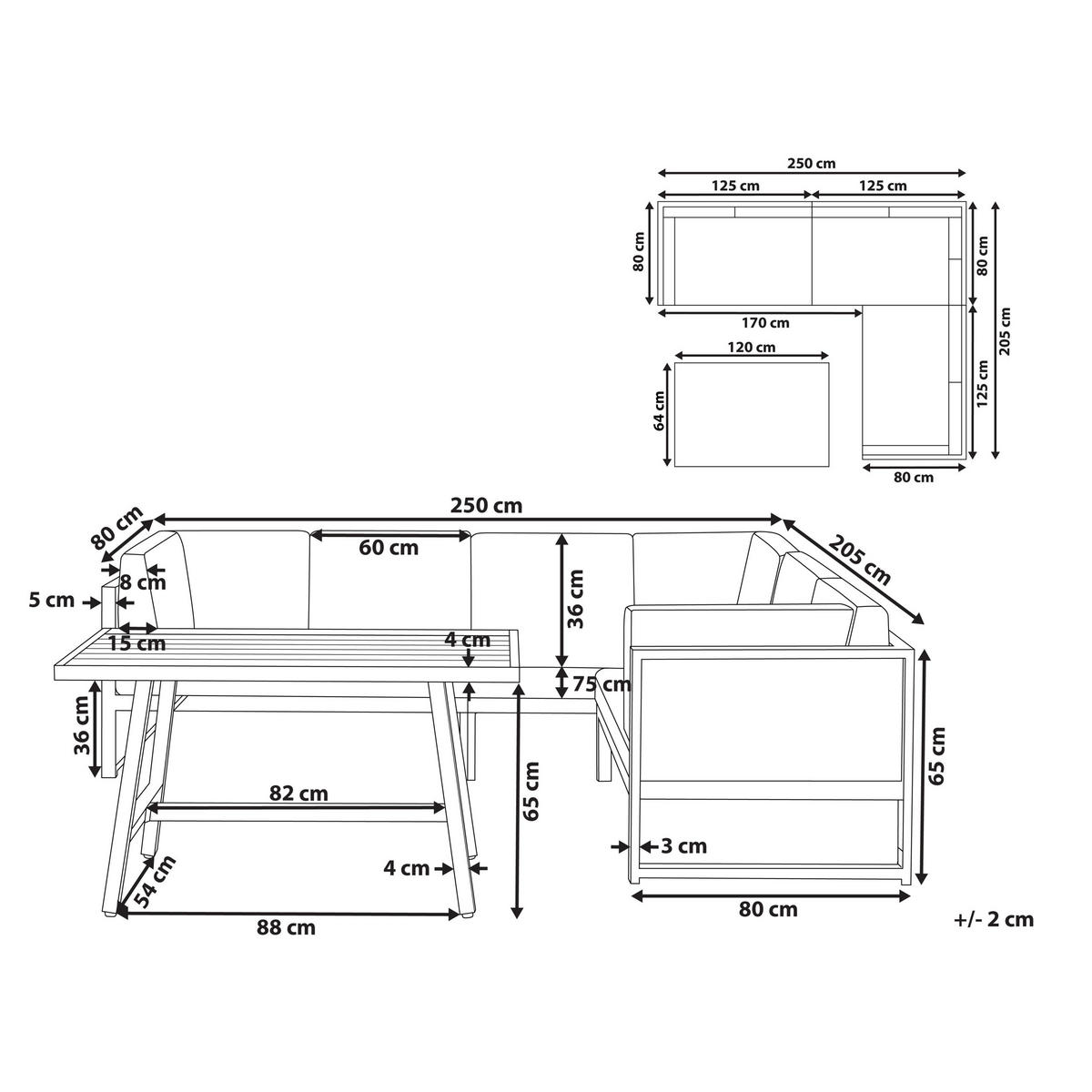 LOUNGE-SET Aluminium Grün Castella - Weiß/Grau, Metall - Beliani