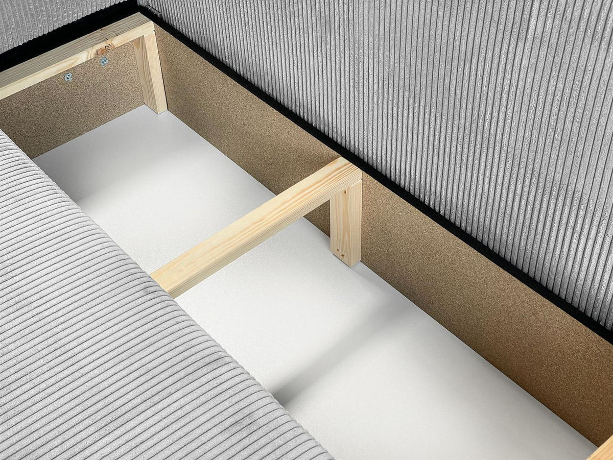 WOHNLANDSCHAFT Gepolstertes CARLO U Cord mit Schlaffunktion und Bettkasten, Poso 110 - Hellgrau, Textil (315/83/143cm) - Lookway