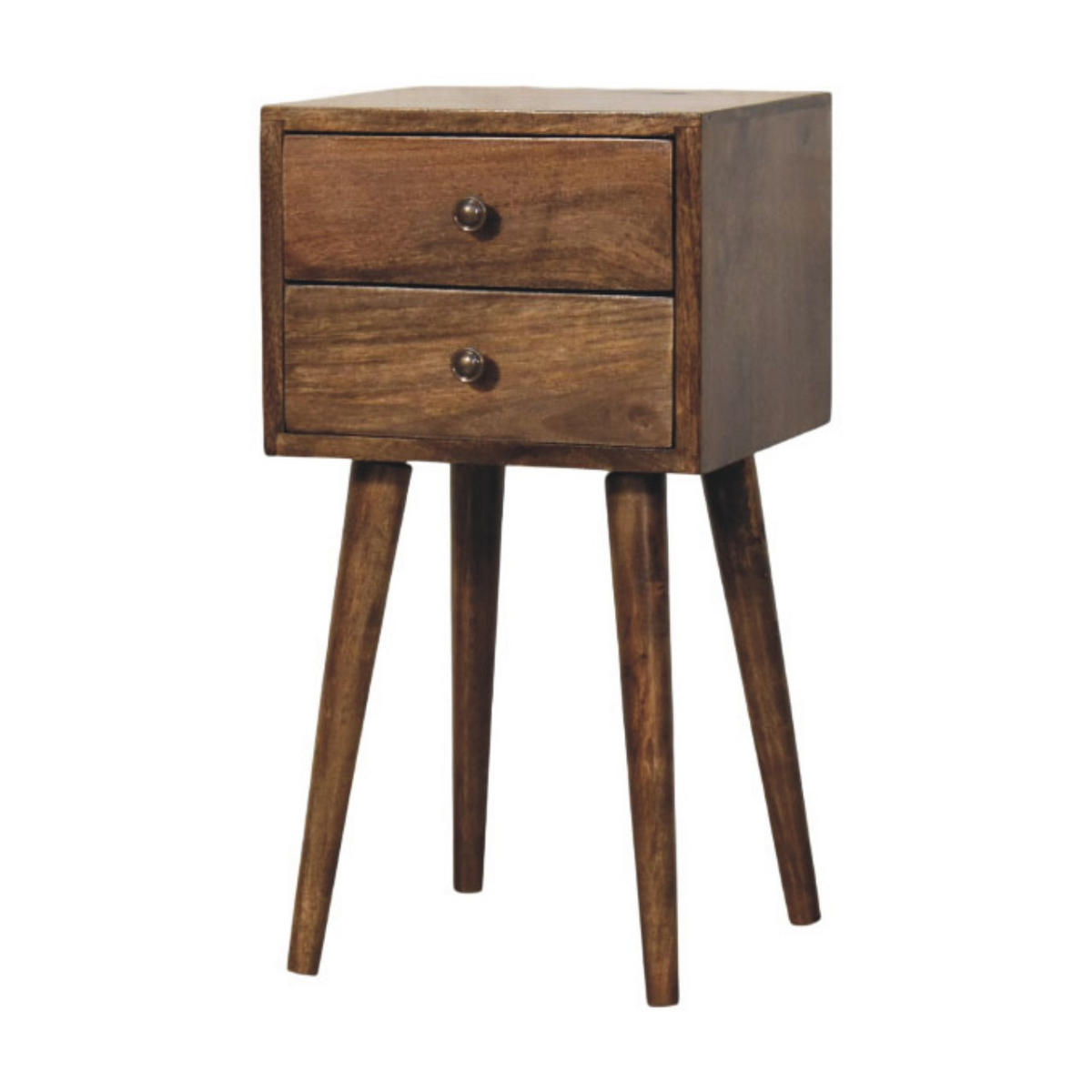 NACHTTISCH Nordic 2 Schubladen - Dunkelbraun/Messingfarben, Mangoholz/Holz (30/57/30cm) - Artisan Furniture