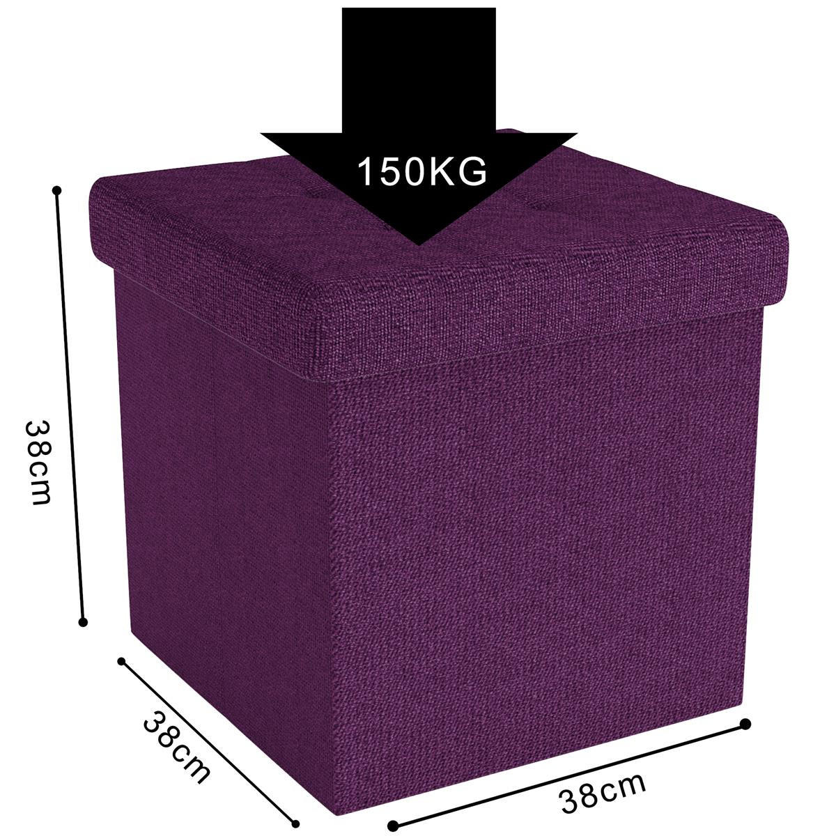 SITZHOCKER Faltbar mit Stauraum 38/38/38 cm (Lila) - Lila, Textil (38/38/38cm) - Intirilife