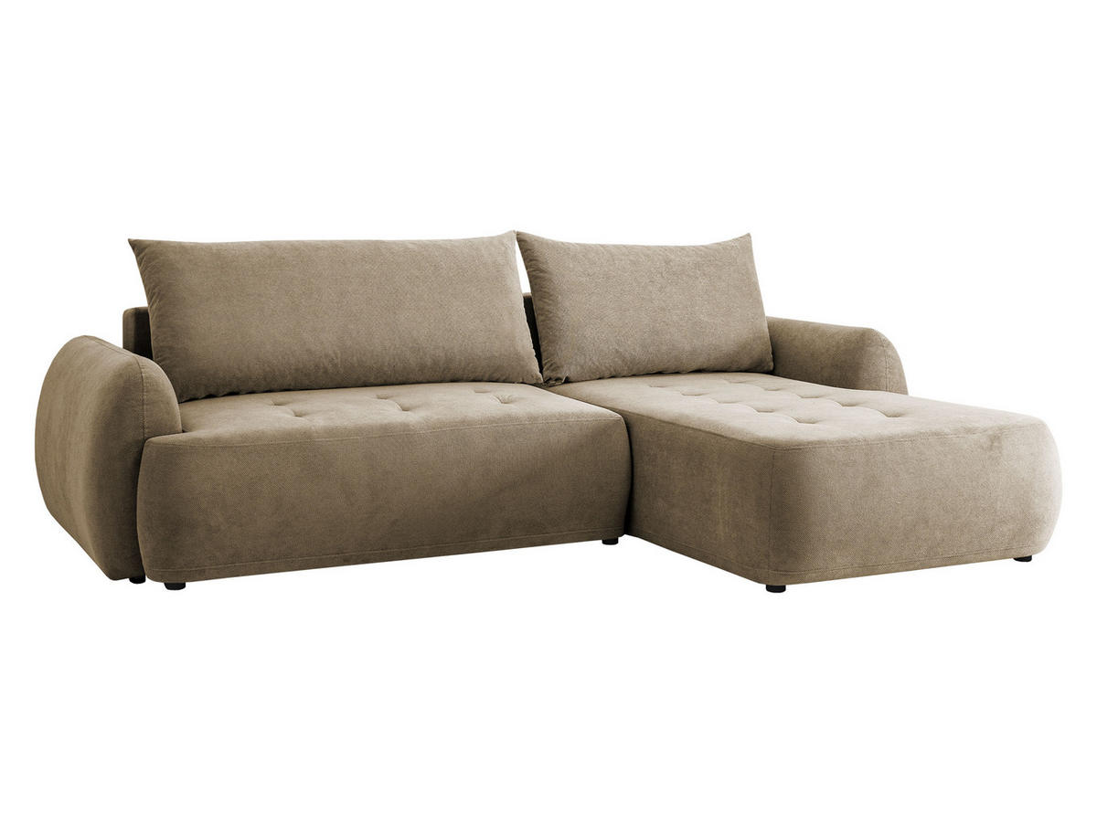 COLTAR Bueno II, Dreapta - bej/negru, material textil/lemn (185/280cm) - MIRJAN24