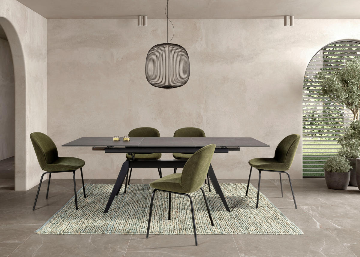 ESSTISCH Lula Schwarz 160/90/76 cm - Schwarz, Keramik (160/90/76cm)