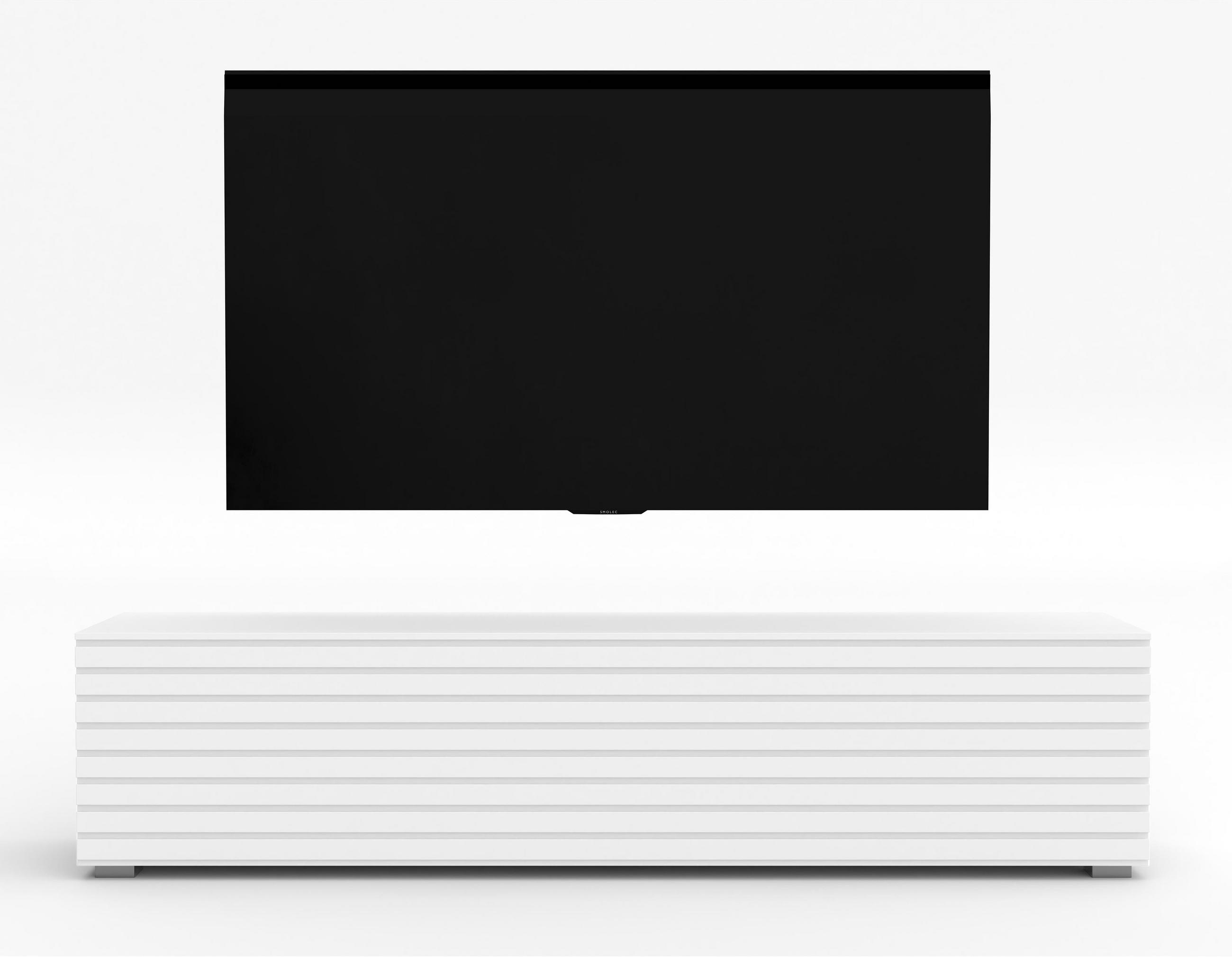 LOWBOARD ZIVOLLI 160 Weiß, Weiße Lamellen 160/36,5/40 cm – Hängend und Stehend - Weiß, Holzwerkstoff/Kunststoff (160/36.5/40cm) - AX Living