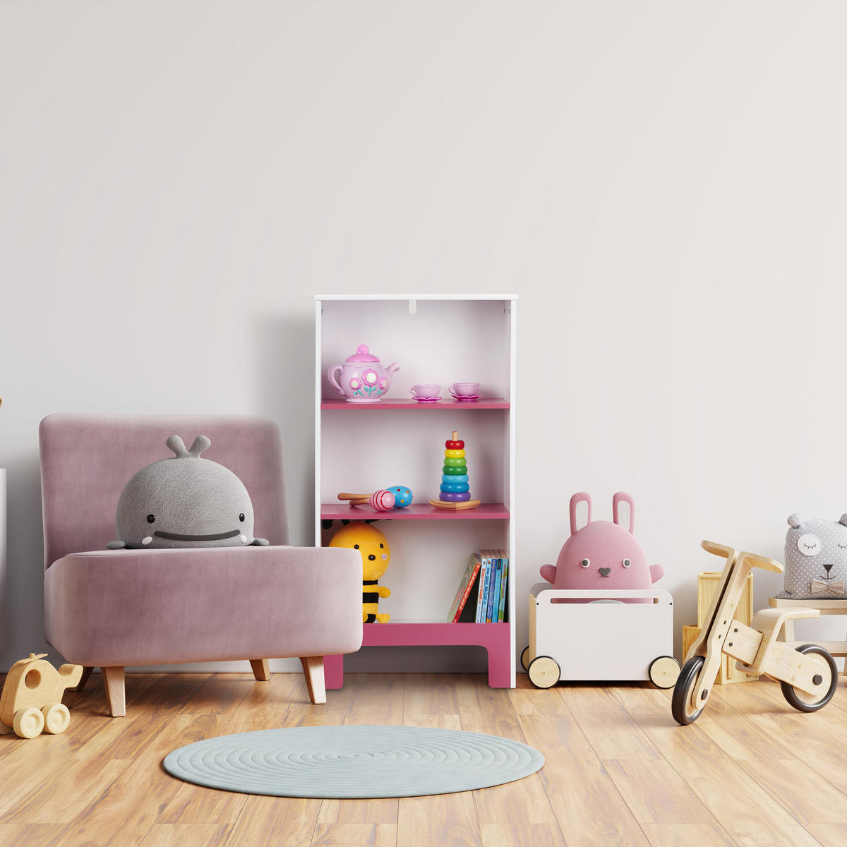 KINDERREGAL - Weiß, Holzwerkstoff (48/91/24cm) - Relaxdays