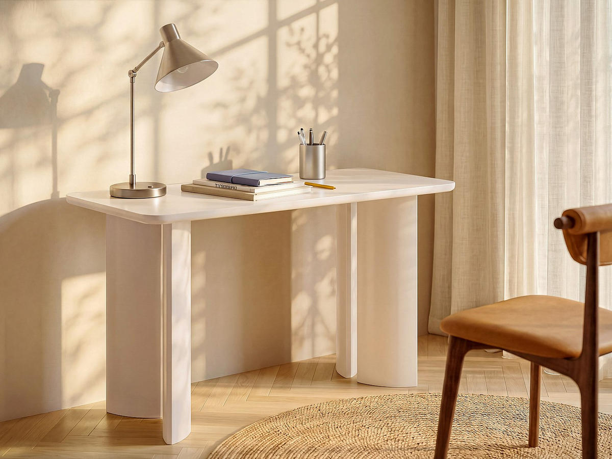SCHREIBTISCH - 130 cm x 60 cm - holz - beige Loryni - Beige, Holz (60/130/77cm) - Vente-Unique