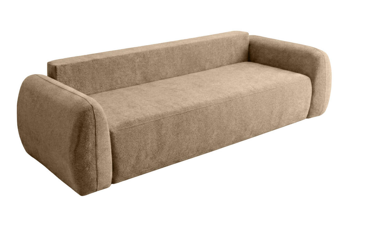 POHOVKA S Funkcí Spaní A Úložným Prostorem, Látka Doha, Tmavě Béžová, HELA - béžová, dřevo (250/89/100cm) - Kaiser Möbel