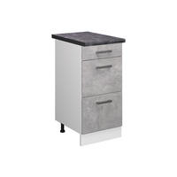 KÜCHENUNTERSCHRANK R-Line Beton 40 cm mit Schubladen, AP Anthrazit - Schieferfarben/Weiß, Holzwerkstoff (40/81.6/60cm) - Vicco