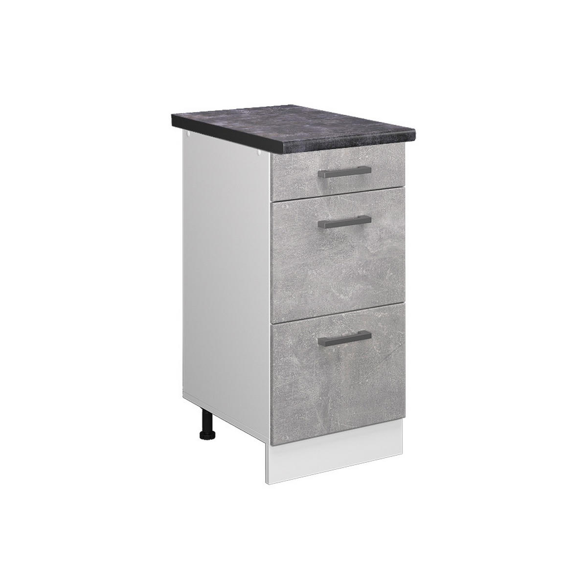 KÜCHENUNTERSCHRANK R-Line Beton 40 cm mit Schubladen, AP Anthrazit - Schieferfarben/Weiß, Holzwerkstoff (40/81.6/60cm) - Vicco