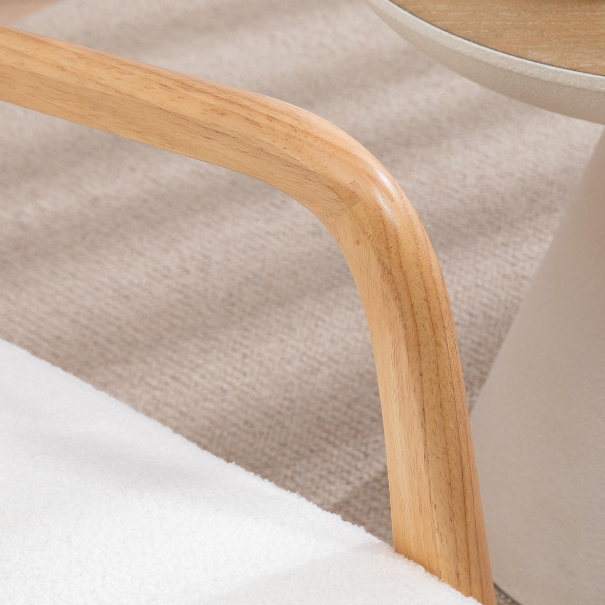 ARMLEHNSTUHL DE-13222 3 Kissen & tiefe Sitzfläche Creme - Creme, Holz (78/76/61cm) - ComfortXL