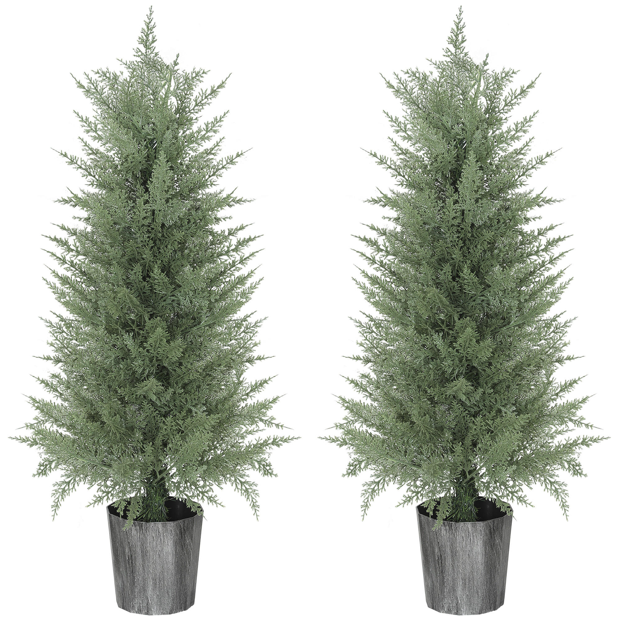 2ER Set Künstliche Zypressenbäume groß 90cm Kunstpflanze, Plastik Künstliche Pflanzen im Topf 15 x 15 x 90 cm Grün - Grün, Kunststoff/Metall (90cm) - FORIOUS