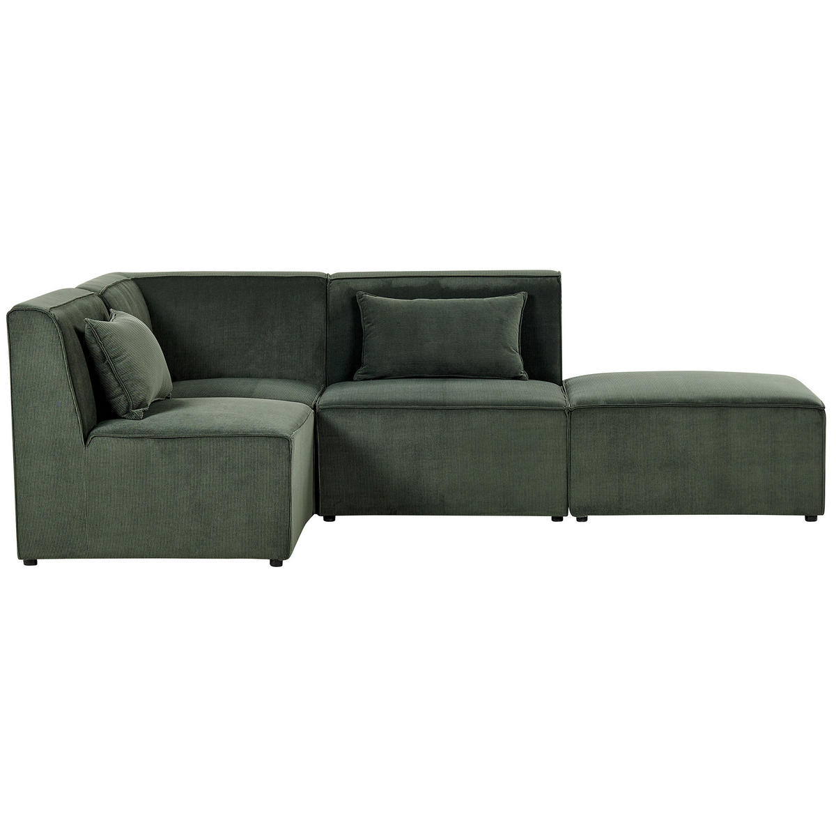 3-SITZER-ECKSOFA Cord dunkelgrün linksseitig mit Ottomane Lemvig - Grün, Textil (250/166cm) - Beliani