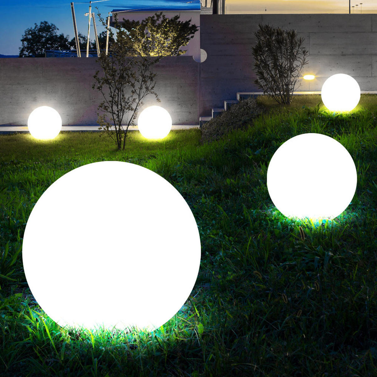 LED AUSSENLEUCHTE Solarkugeln Weiß - Weiß, Kunststoff (25/25/65cm)