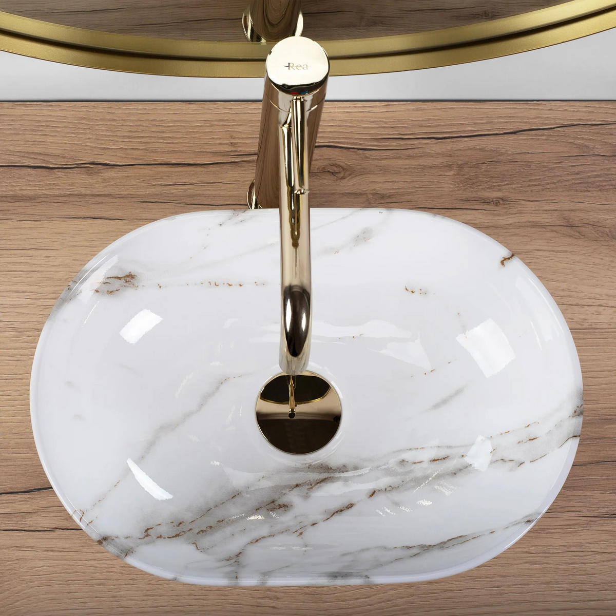 AUFSATZWASCHBECKEN Rea Amelia Mini Aiax Shiny - Weiß, Keramik (26/12/38cm) - REA