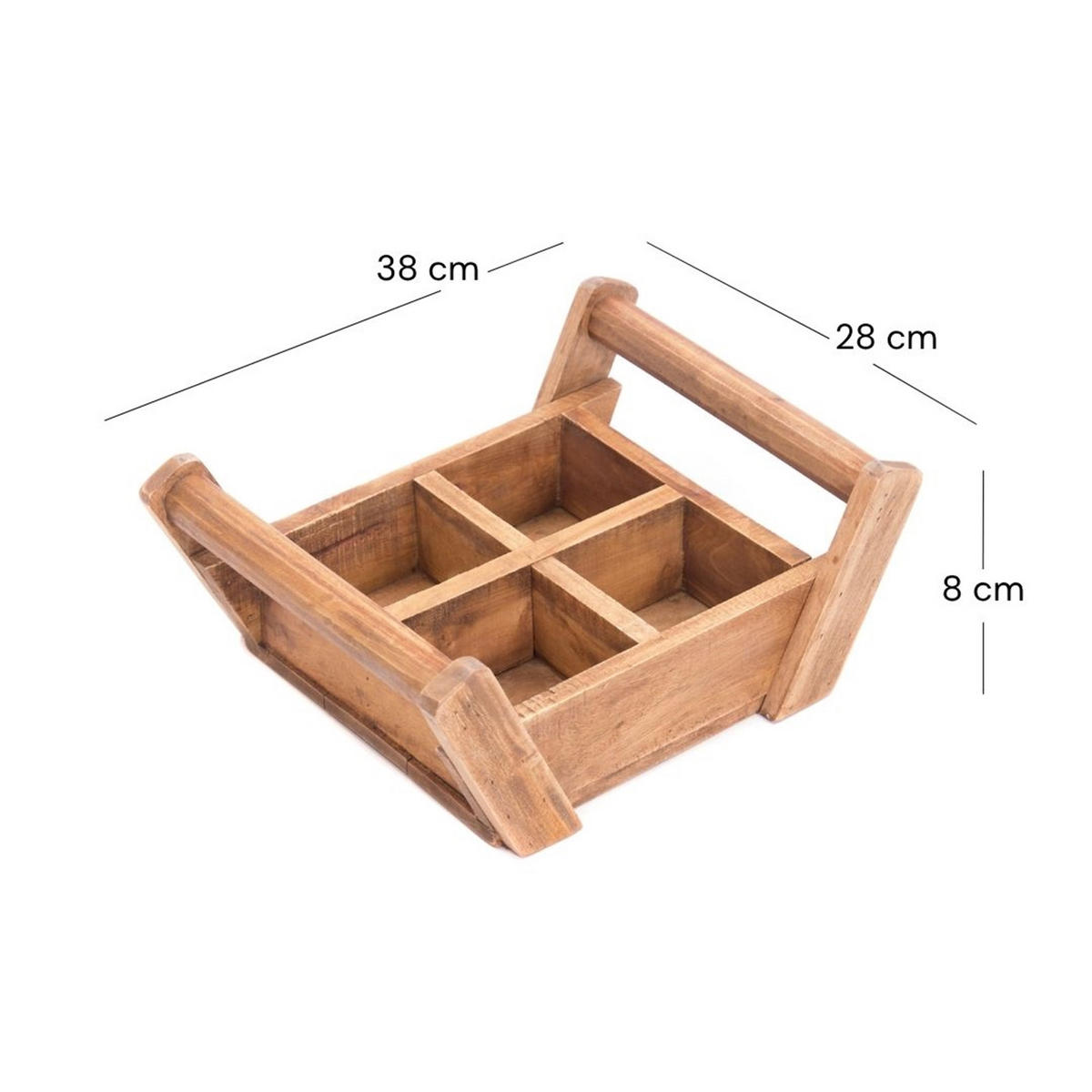 HOLZKISTE Brick II Mahagoni Holz, 4 Fächer, mit Griffen naturfarben - Naturfarben, Holz (8cm) - DESIGN DELIGHTS