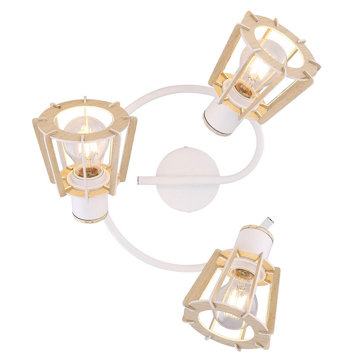 LED DECKENLEUCHTE Metall Holz Braun 3 Flammig - Braun, Holz (28/28/18cm) - Globo Lighting