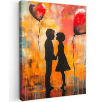 LEINWANDBILD Straßenkunst - Liebe - Graffiti - Kunst - Banksy 60x80 cm - Orange, Textil (60/80cm) - MuchoWow