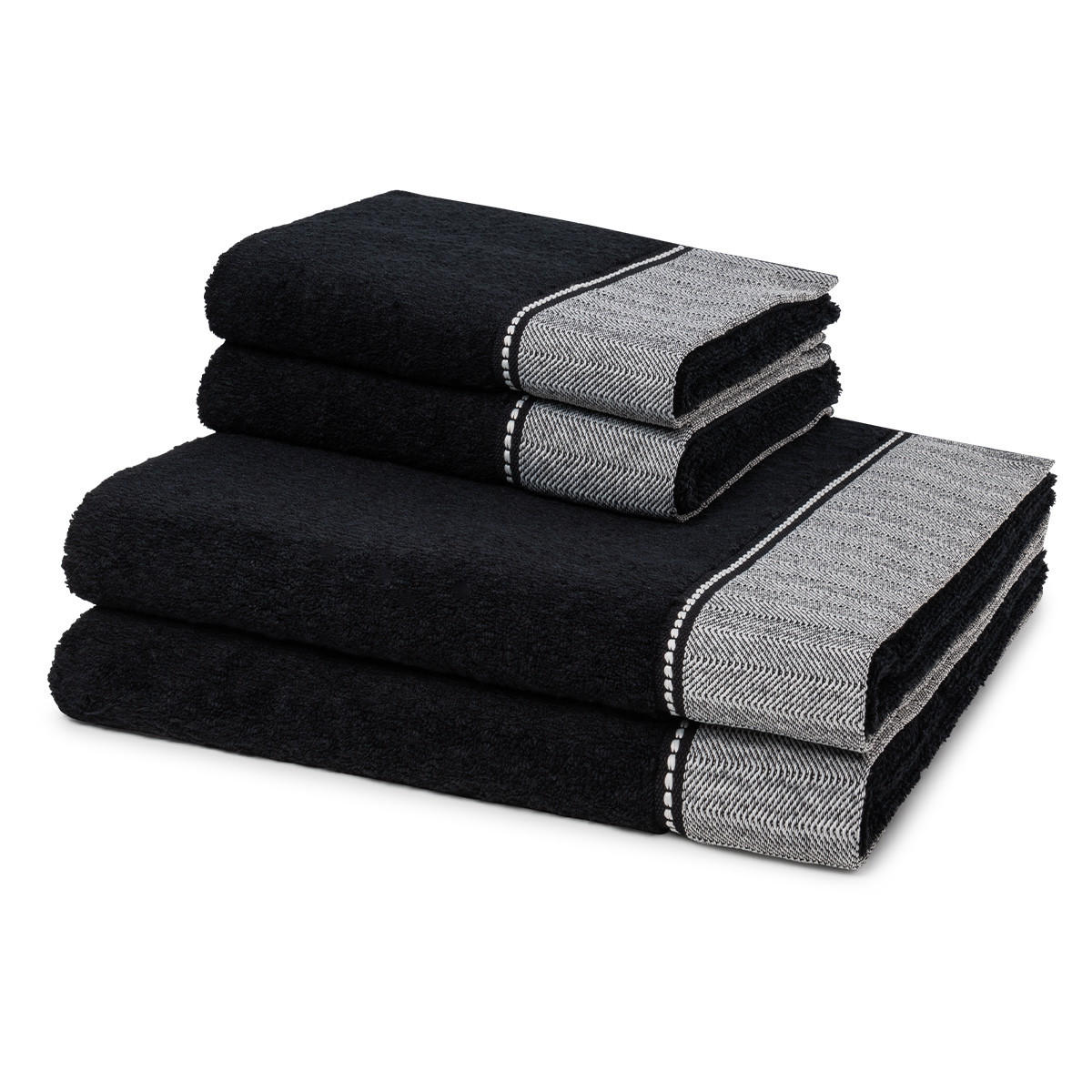 FROTTIERSET Brooklyn 4-teilig - Schwarz, Textil (50/100cm) - MÖVE