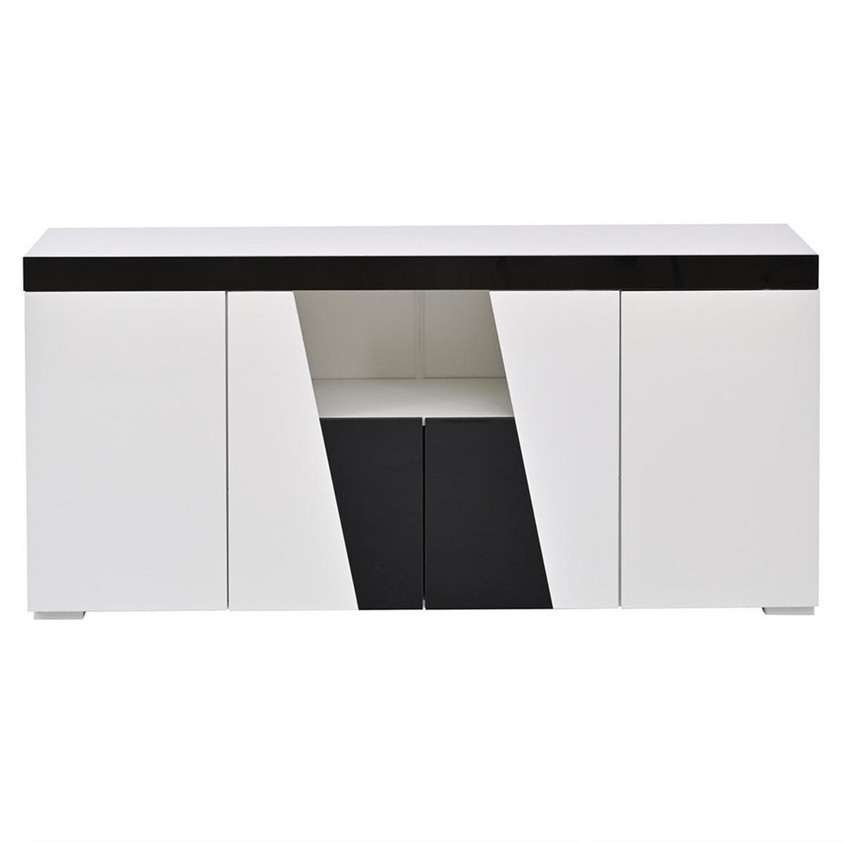 SIDEBOARD 140 x 40 x 65 cm mit LED-Lichtleiste ,Abgewinkeltes Design - Weiß, Holzwerkstoff (40/65/140cm) - KOMHTOM