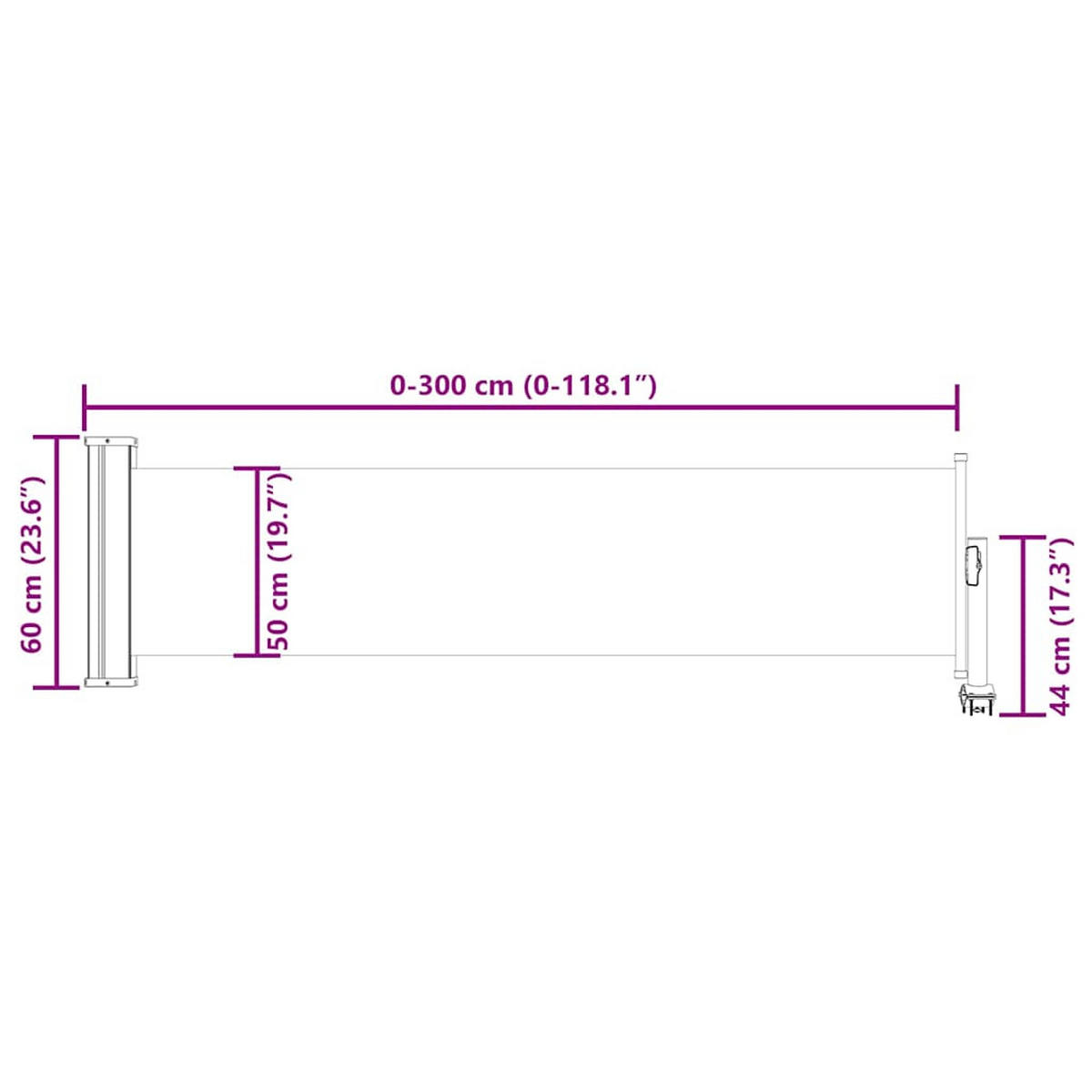 SEITENMARKISE Ausziehbare 60/300 Cm Creme - Creme, Textil (60/300cm) - vidaXL