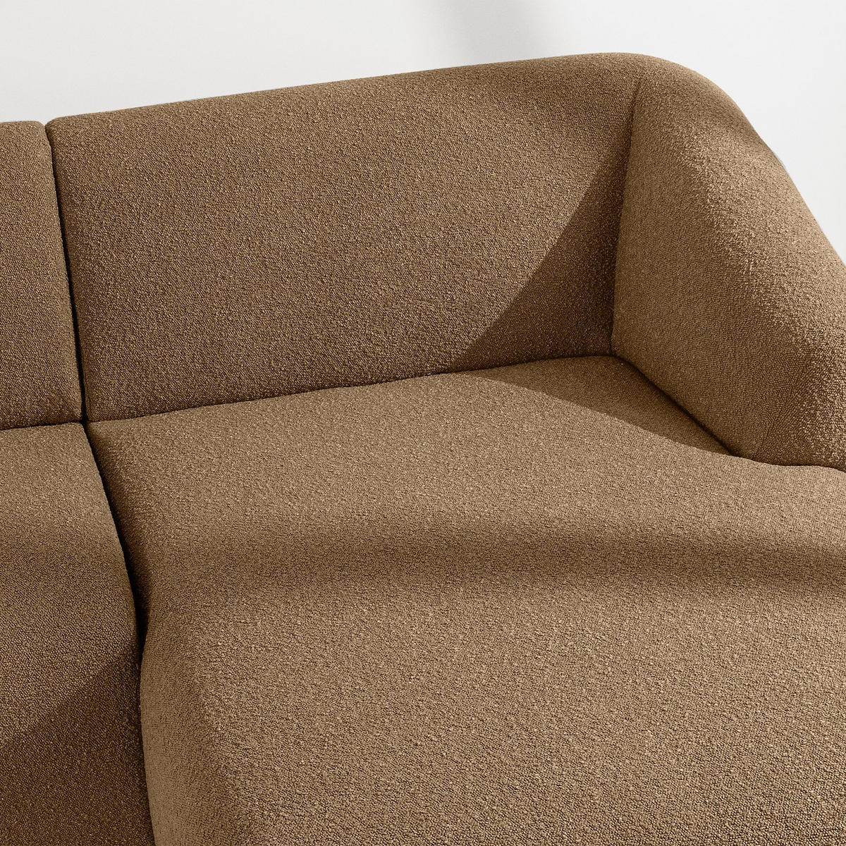 ECKSOFA RECHTS VIRA, Dunkelbeige, Bouclé - Schwarz/Braun, Holz/Holzwerkstoff (300/160cm) - KONSIMO®