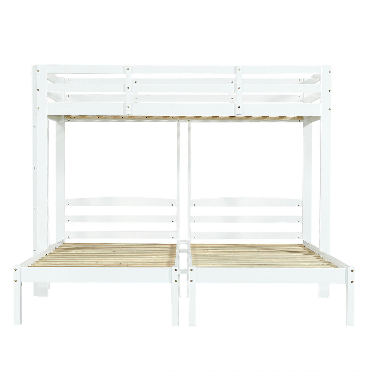 ETAGENBETT aus Kiefer 90x200 cm Weiß mit Seitenleiter, Dreierbett für Kinder und Jugendliche - Weiß, Holzwerkstoff (90/200cm) - Modfu
