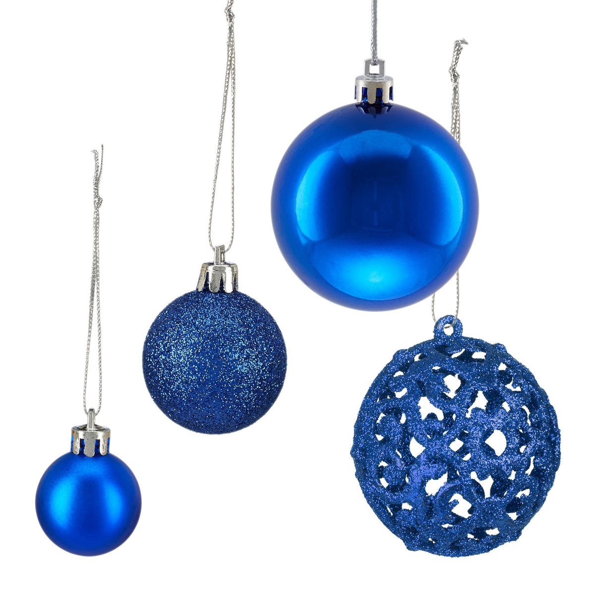 WEIHNACHTSKUGELN-SET 50-tlg. - Dunkelblau, Kunststoff (6/7/6cm) - Relaxdays