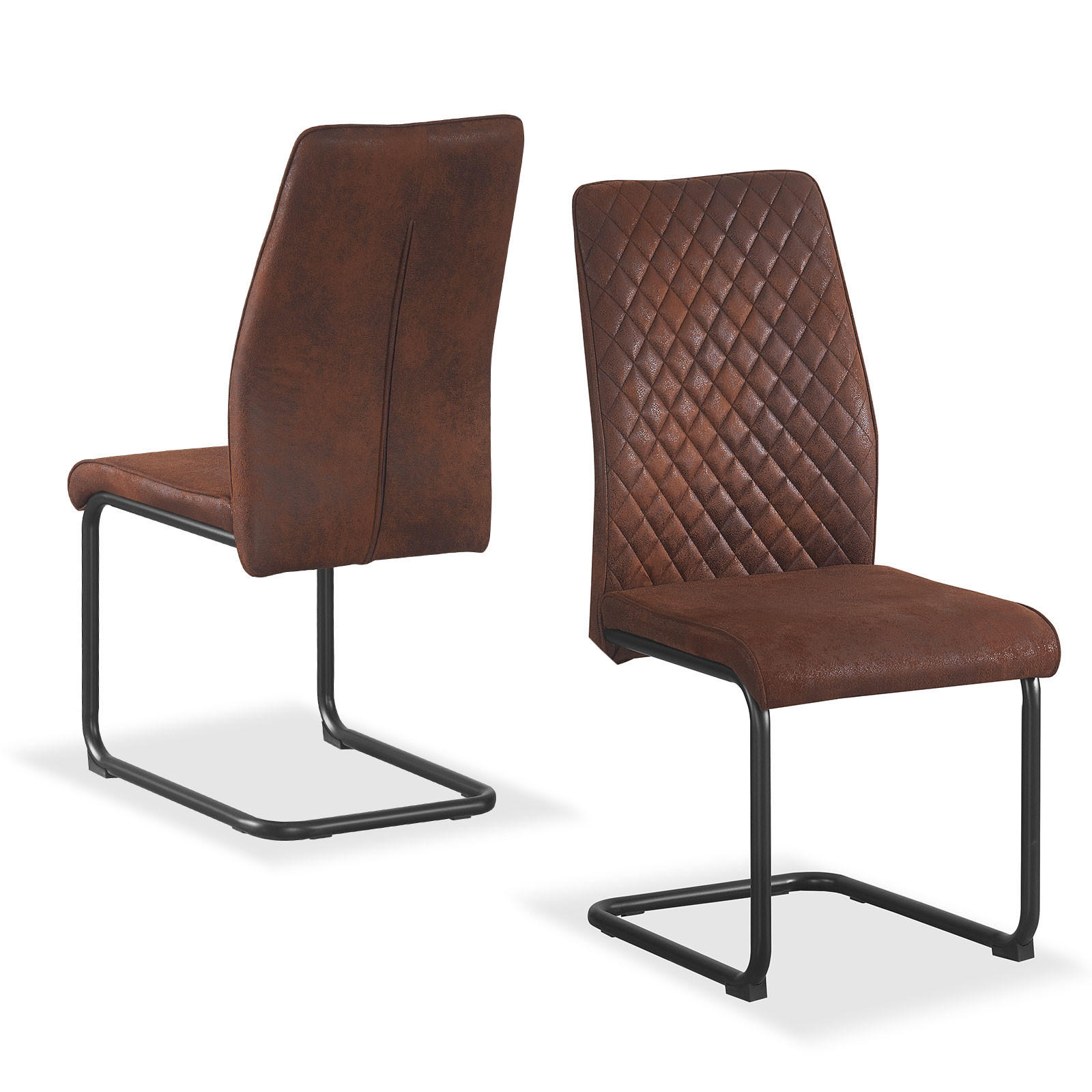 SCHWINGSTUHL THEO Braun 2 Stück - Braun, Textil/Metall (44/98/58cm) - B&D Home