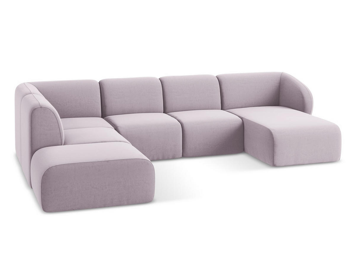 WOHNLANDSCHAFT Samt Stoff Violett - Flieder/Schwarz, Holzwerkstoff/Kunststoff (325/75/236cm) - Makamii
