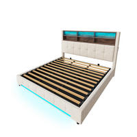 STAURAUMBETT 180/200 cm DE-32933 mit Multifunktions-Kopfteil Beige - Beige, Metall (180/200cm) - ComfortXL