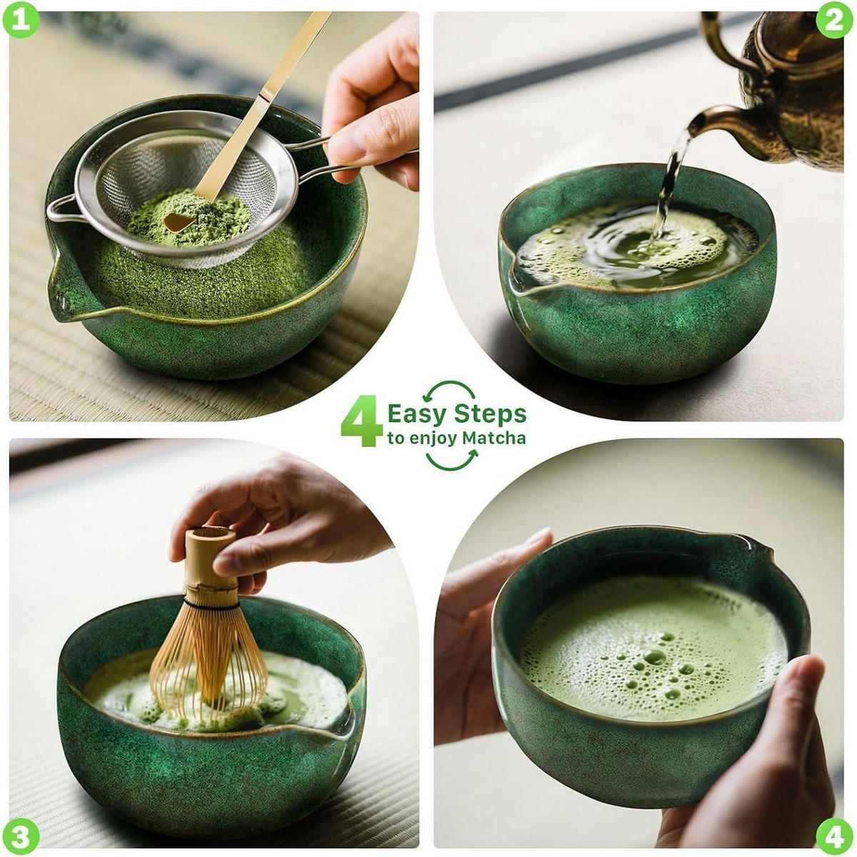 MATCHA Set 7-teiliges Set Grün - Grün, Keramik (14/1.5/14.5cm)