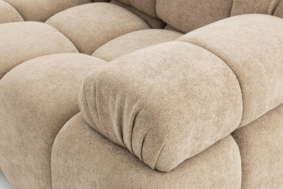 MODULARES Ecksofa MOMENTUM L, Links, Breite 282 cm, strukturierter Stoff, Beige - Chromfarben/Beige, Holz/Textil (282/155cm) - Muffo