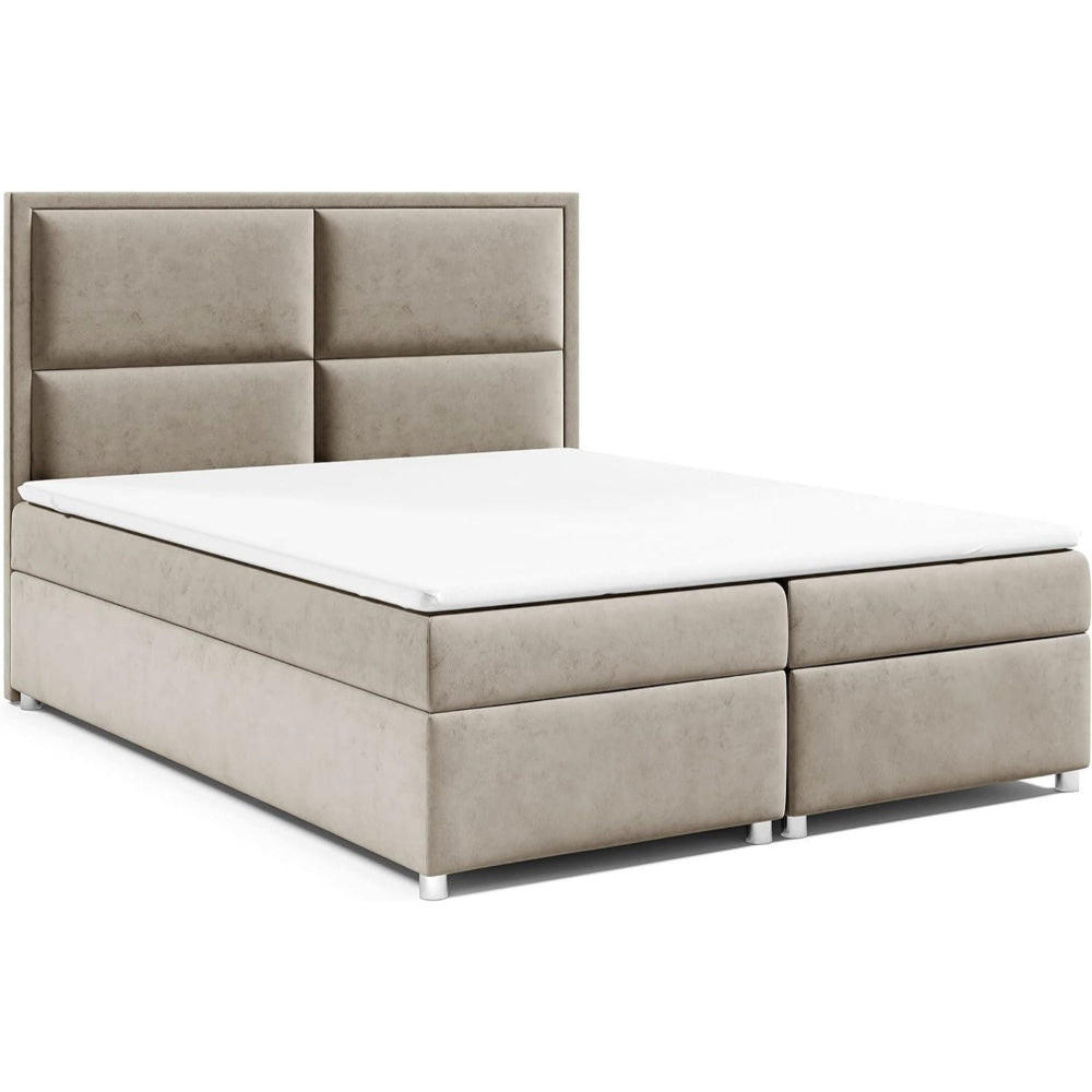BOXBETT mit Bettkasten Trinity K-11 Bonellfederkern inkl. Topper - Beige, Holz/Holzwerkstoff (200/200cm) - Best For Home